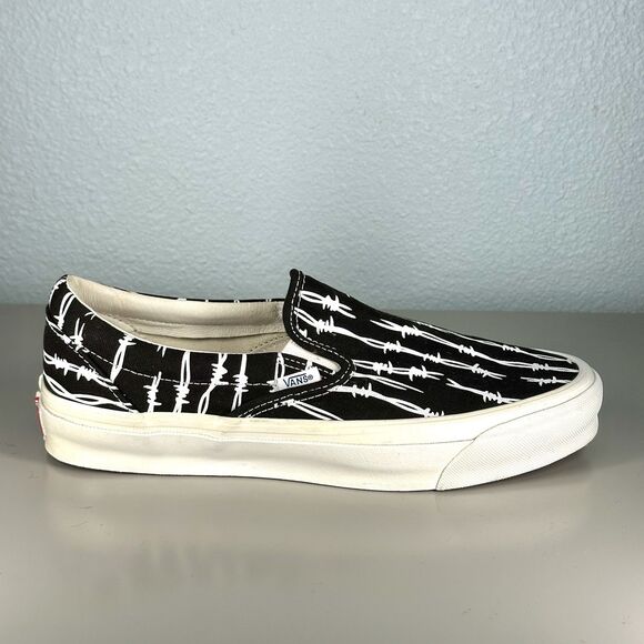 VANS Og Classic Slip-on Lx Barbed Wire Sneakers Black Mens Size 9 Women’s 10.5 - Picture 8 of 13